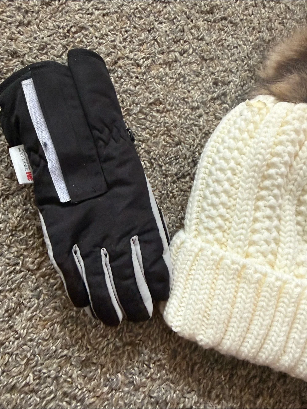 C.C Kids Cream Knit Pom Pom Beanie Hat